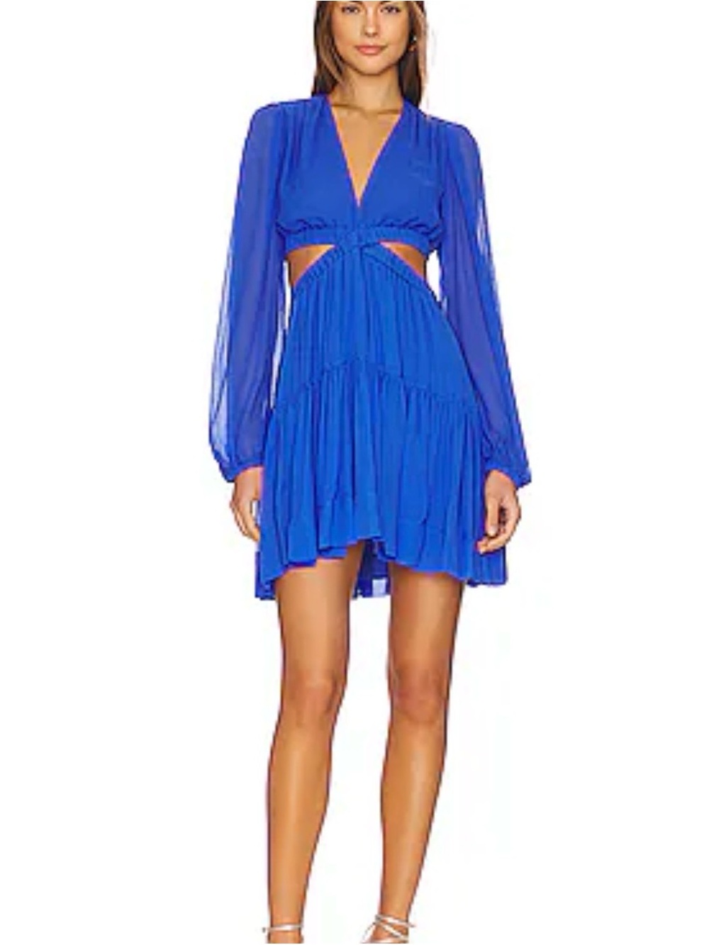 A.L.C. Royal Blue Long-Sleeve Cutout Mini Dress